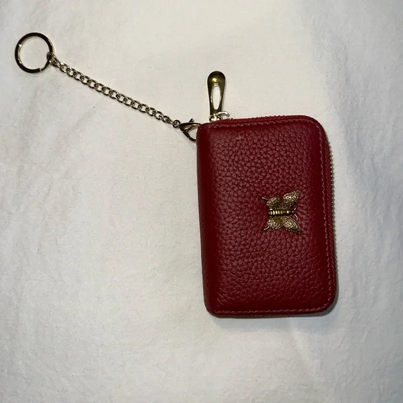 💖New List Imeetu burgundy wallet, card & coin holder, butterfly monogram &chain - Picture 4 of 8